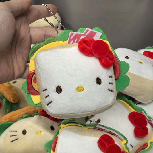 New Sanrio Sandwich Hot Dog Hello Kitty Stuffed Keychain