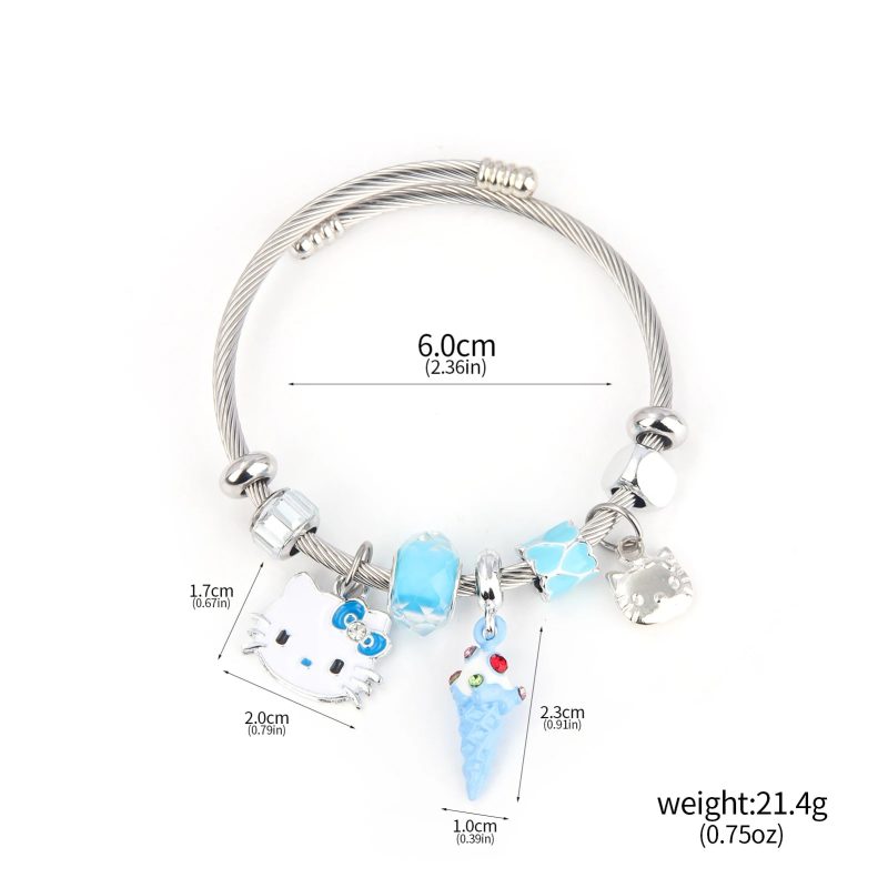 Cute Girl Sanrio Pink Hello Kitty Enamel Bracelet - Image 7