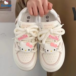 2024 New Sanrio Hello Kitty Soft Girl Big Head Off White Shoes