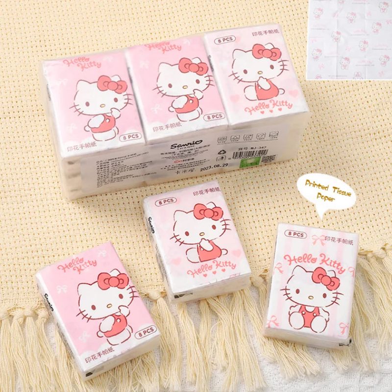 9pcs Hello Kitty & Sanrio Printed Tissue Handkerchief Set - Image 6