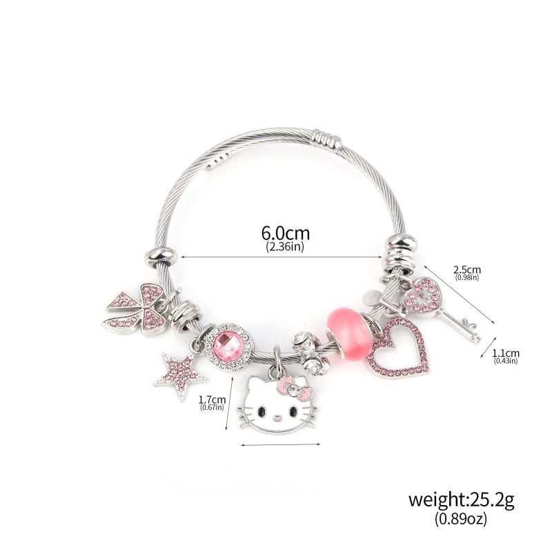 Cute Girl Sanrio Pink Hello Kitty Enamel Bracelet - Image 11