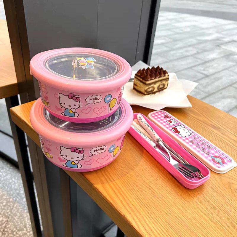 Anime Sanrio Hello Kitty Stainless Steel Ramen Bowl with Lid - Image 4